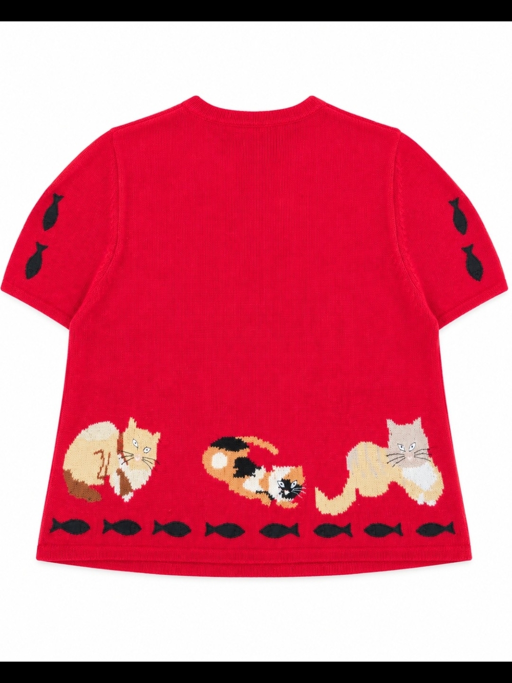 Vintage Tally-Ho Cat Cardigan Size S Novelity Knit - Picture 3 of 12